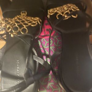 Tory Burch black block heel tie Sandles